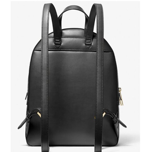 Michael Kors Jaycee Medium Black Pebbled 100% Leather Zip Pocket Backpack NWT - Picture 2 of 6
